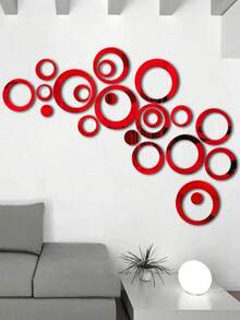 24 pièces Autocollants muraux ronds en acrylique miroir, Décalcomanies murales DIY, Convient pour la chambre, la salle de bain, la maison, le salon, le bureau, la décoration