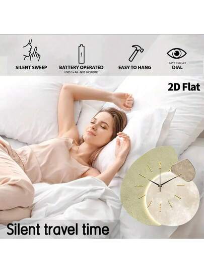 2D Flat 1pc Moderne Minimalist Home ation Wand Clock, Ultra Quiet Quartz Movement, No Ticking Sound, Painting Klok Living Room, Bedroom Office, able Watch, Unique Personalized view 8