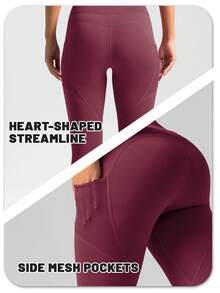 Soyun Women's One-Piece Side Pocket Fitness Pants, Suitable For Yoga, Outdoor Sports And Butt Lifting - Burgundy - View 8