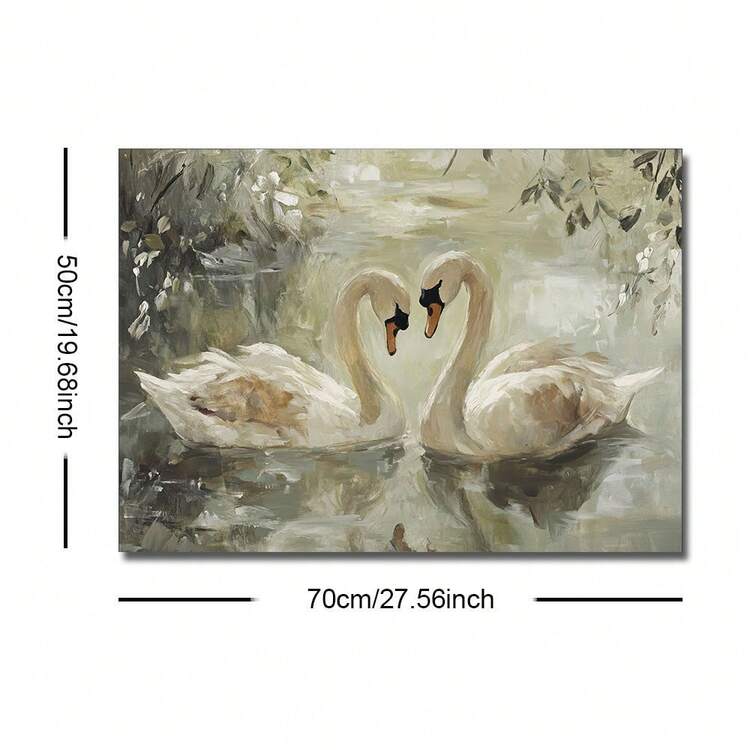 1 Stück gerahmtes/ungerahmtes Vintage Schwanensee Landschaftsposter, romantische Liebeskunst Leinwand, minimalistischer Bauernhaus Dekor Vintage Gemälde, geeignet für Paare, Liebende, Apartment, Wohnzimmer, Schlafzimmer, moderne Heimdekoration - Verschiedenfarbig - Übersicht 9
