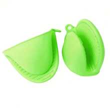 1 Pair Of Silicone Pot Holder Gloves - Non-Slip Grip Kitchen Utensils, Suitable For Both Hands, Essential Kitchen Accessories | Colorful Kitchen Tools - Green