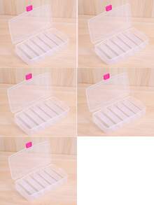 1pc/2pcs 5-Compartment Organizing Box For Makeup Or Hair Accessories, Portable Partitioned Container With Buckle - Clear - View 16