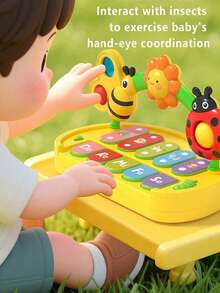 1pc Baby Musical Piano Keyboard Toy, Illuminated Sound Music Toy, Rhythm Games And Song Playback Activities Learning Toy, Early Childhood Educational Interactive Toy, Motor Skills And Cognitive Development Gift, Adjustable Volume Multi-Mode, Portable Storage, Suitable As Baby Gift