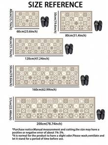 1pc Silica Gel Kitchen Mat, Vintage Mosaic Pattern, Gray & White Color Scheme, Composed Of Various Small Squares With Floral, Geometric Patterns, Classic Elegant Retro Style, Luxury Fashion Kitchen Carpet, Anti-Fatigue