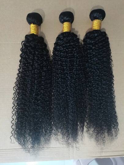 BINF Extensiones de cabello humano rizado, 100 % cabello brasileño sin procesar, tejido rápido, extensiones de cabello rizado para mujer, trama doble, negro natural, 30,5 cm y 35,5 cm