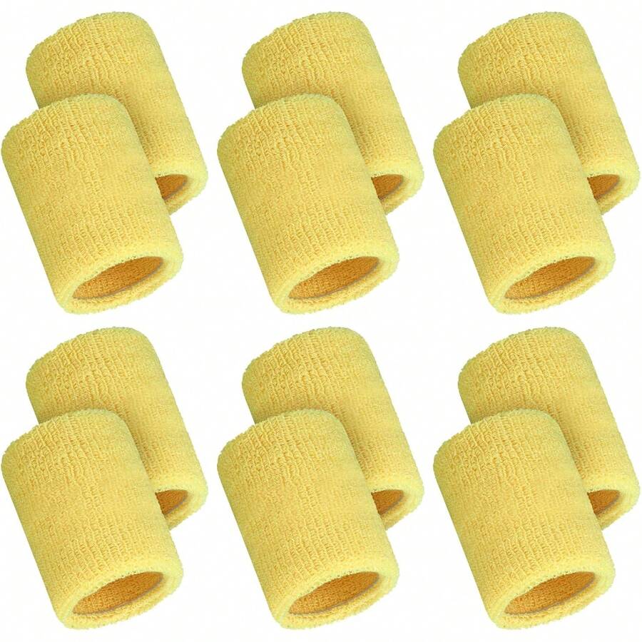12 Pcs Sports Wristbands Sports Absorbent Wristband Wrist Athletic Sweat Bands