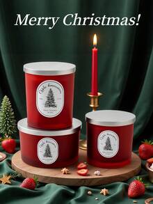 300g Christmas Decorations Candle | Red Soy Wax Jar, Autumn Home Decor, Christmas Scented Candle Gifts For Women, Holiday Party Decoration. Room Decor, Christmas Gifts