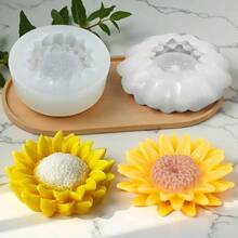 1 件向日葵硅胶蜡烛模具适用于 3D 芳香疗法 DIY、肥皂、粘土、石膏、环氧树脂工艺、节日礼物 - 白色 - 查看 3
