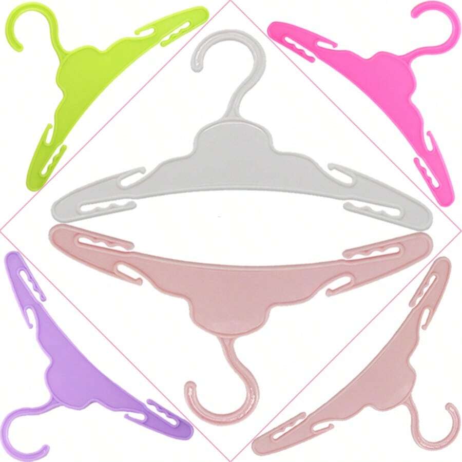 MSYO 20pcs/Set Mini Doll Clothes Hangers, 5 Colors Available, Fashion Doll Clothing Accessories