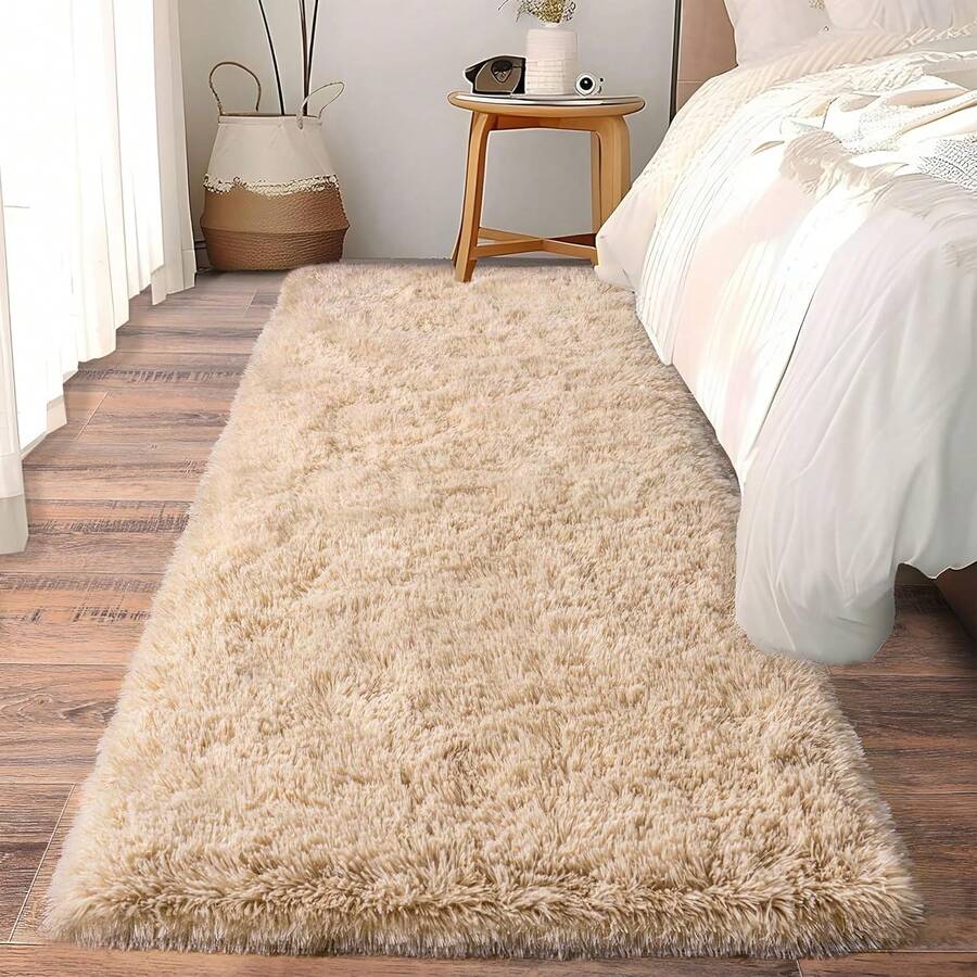 Alfombras suaves para dormitorios y pasillos, alfombra de área beige esponjosa de 2x6, antideslizante para junto a la cama en el dormitorio, alfombra larga y peluda para la sala de estar de la guardería - Naranja - Ver 1