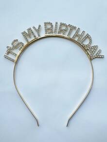 1 Pc Sparkling "It's My Birthday" Headband, Rhinestone - Encrusted Birthday Tiara, Glamorous Party Hair Accessory, Shiny Crystal Birthday Crown, Perfect For Birthday Celebrations, Eye - Catching Birthday Gift, Durable Metal Headband, Stylish Birthday Photo Prop, Must - Have Birthday Party Favor, Unique Birthday Headpiece, Sparkle - Filled Birthday Accessory