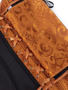 Corset buste jacquard sans bretelles, style classique vintage. Top de corset, corsage, bustier, corset sur-buste, vêtement extérieur sans bretelles pour femmes, costume de scène burlesque vintage, Halloween - Roux - Voir 9