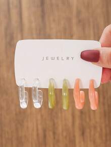 3-24 Pairs Elegant Resin Water Drop C-Shaped Asymmetric Geometric Earrings Set, Fashion Colorful Earrings, Suitable For Women, Party Wear, Perfect Gift For Girlfriend, Mom