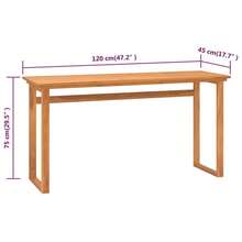 vidaXL Desk Console Table Computer Desk Home Office Study Desk Solid Wood Teak - Brown - View 8