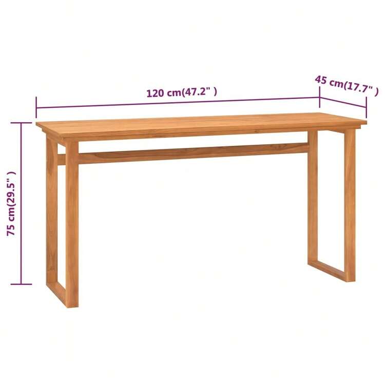 vidaXL Desk Console Table Computer Desk Home Office Study Desk Solid Wood Teak - Brown - View 8
