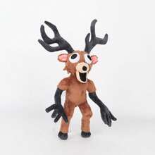 1pcs38cm/14.96inch 99 Nights In The Forest Terrified Deer Plush Toy Standing Black Tongue Mutant Deer Polyester Stuffed Animal Plush Toy Party Decoration Creative Gift Children Birthday Home Girls Room Decoration Game Collector Christmas Elk