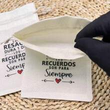 10 piezas de bolsas de cordón de color beige para bodas españolas y fiestas, adecuadas para empaquetar artículos de recuperación de resaca - Beis - Ver 7