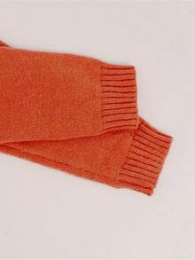 Áo len chui đầu dáng rộng cổ chữ V màu trơn tối giản, phong cách Giáng sinh/Năm mới/Thu đông, Giáng sinh/Năm mới - trái cam - Xem 5