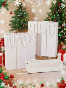 1/4pcs Gift Bag, Wine Packaging Bag, Party Paper Bag With Rope Handle & Thick Cardboard Bottom, Fits 1 Bottle Of Red Wine/Wine, Suitable For Packaging Red Wine, Champagne, Whiskey, Vodka, For Christmas, Halloween, Thanksgiving, Birthday Party, New Year - Multicolor - View 1