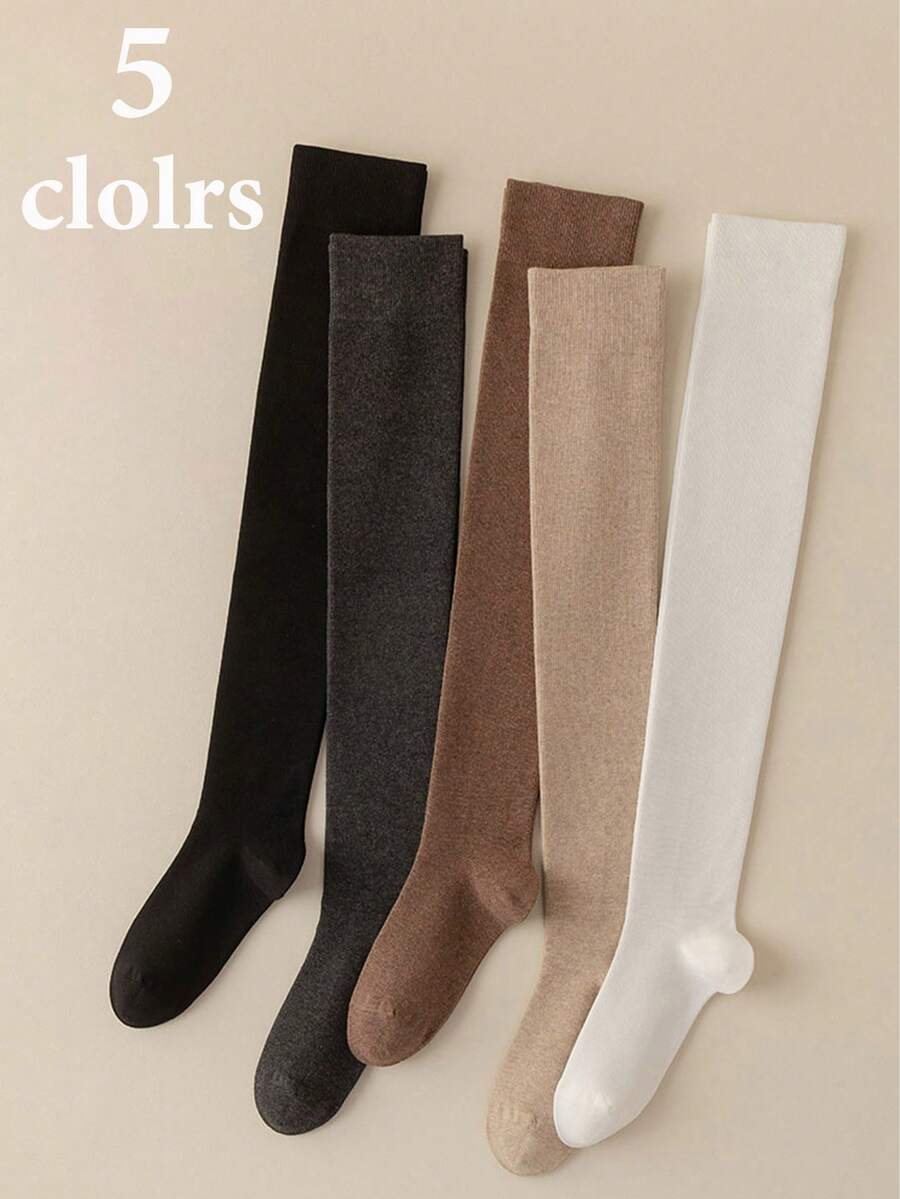 女士过膝长袜一双装，四季皆宜，分段式加压塑形，纯棉无骨无缝长袜，纯色学院风过膝长袜，可爱双线防滑设计，透气网眼吸汗设计，柔软舒适，适合日常穿着、居家运动、办公穿着，学院风设计，四季皆宜，适合各种场合，舒适保暖。 - 彩色 - 查看 1