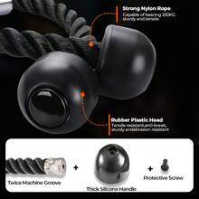 DDCAQIOUA Dispositivo de entrenamiento de tríceps con cuerda de nailon gruesa de doble cabeza, ideal para entrenamientos de cuerpo completo. Este dispositivo robusto y duradero tiene una impresionante capacidad de 250 kilogramos, lo que lo hace ideal para quienes buscan fortalecer glúteos, cintura, piernas y brazos. Un equipo versátil de fitness y deportivo.