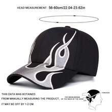 1Piece Men Flame Embroidered Baseball Cap Outdoor Adjustable Sunscreen Leisure Hat Spring Autumn Travel Tourism Beach Vacation - 彩色 - 查看 2