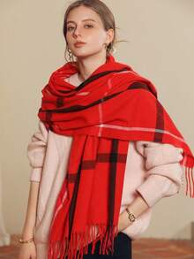 Premium Wool Scarf For Women, Thick Cashmere Blend Plaid Scarf, Versatile Autumn/Winter Accessory, 2025 New Style