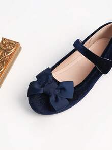 女童时尚可爱户外天鹅绒平底鞋，秋冬 - 藍色 - 查看 4