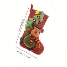 1 pieza Calcetín de regalo de Navidad tejido, decorado con elementos de Papá Noel, muñeco de nieve y renos, adecuado para decoración colgante de invierno y Navidad, esencial para la familia en vacaciones, calcetines de caramelos navideños, sin suministro eléctrico, entrega de estilo aleatorio, gancho colgante opcional