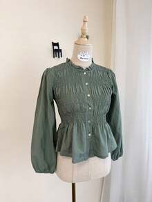 Women Blouses - Army Green - View 1