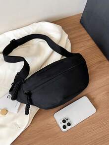 Bolso bandolera de nailon de moda, bolso de hombro de unicolor, bolso cruzado casual de mujer para deportes al aire libre