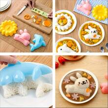 4 pièces Moule à riz en forme de dauphin, lapin, soleil. Accessoires de bento pour faire des sushis. Coupe-algues nori. Outils de cuisine DIY pour repas familiaux. Convient pour la préparation de boîtes à bento
