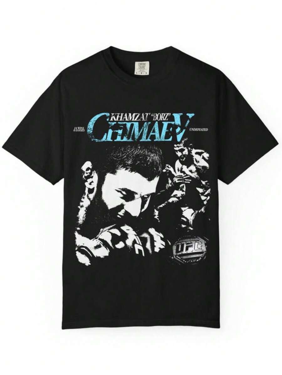 Khamzat Chimaev UFC Shirt, Vintage UFC Merch, Retro Khamzat Shirt, Gift For Fight Fans, Fight Night - 黑色 - 查看 1