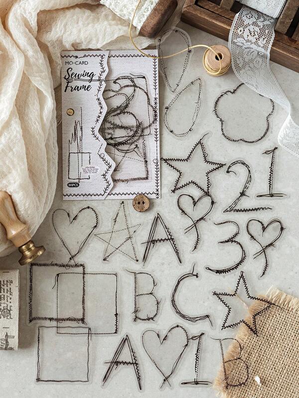 MOCARD 30pcs/Pack Vintage Aesthetic Trace Pattern Stickers, DIY Decorative Collage Craft Materials, Holiday Gifts, Personalized Scrapbooking School Supplies