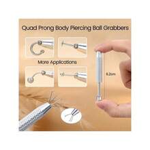 Piercing Taper Ball Grabber Tool For Changing Jewelry - Stainless Steel Flat Back Earrings Applicator Tool Threadless Insertion Pin Thread Body Piercing Kit For Ear Nose Lip - Aluminum Alloy Handle-short-type-extractor - View 4