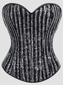 Black Sequin Zipper, Women's Corset, Tummy Cincher, Women's Corset, Fashionable , Versatile And Classic - 黑色 - 查看 1