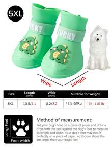 4pcs Silicone Large Dog Rain Boots, Waterproof Anti-Slip Pet Shoes, Easy To Clean One-Piece Design, Suitable For Medium And Large Pets - Multicolor - View 15