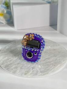 عداد أصابع مرصع بالألماس متعدد الألوان على شكل زهرة صغيرة، عداد إلكتروني محمول بزر يدوي، عداد بطاقة مصغر مناسب لعد التسبيح والرياضة وهدايا المناسبات - متعدد الألوان - مشاهدة 6