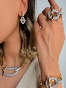 新款女士不锈钢手链，时尚OT扣，奢华珠宝，推荐奢华礼物 - 彩色 - 查看 1