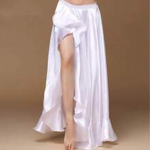 Fashion Dance Maxi Skirt, Women's Satin Double Slit Flared Skirt, Suitable For Belly Dance, Flamenco, Rock - Multicolor - View 27