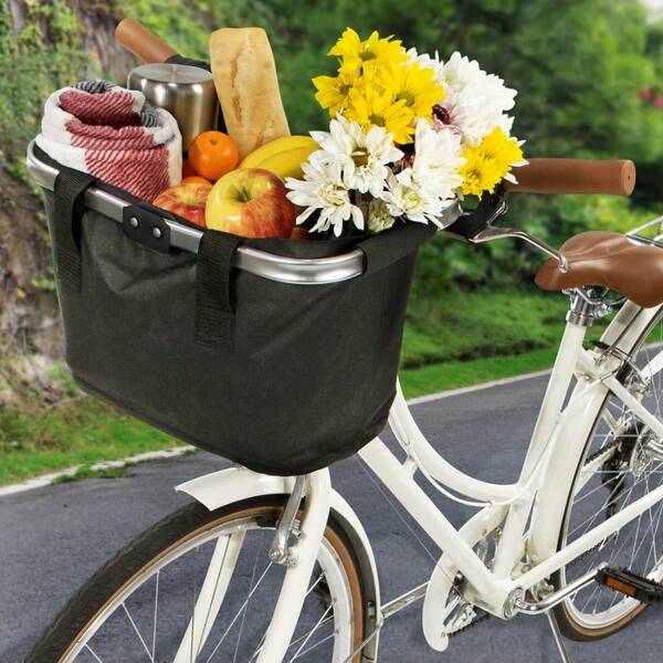 Folding Handlebar Bicycle Basket, Bike Bags And Racks Gray