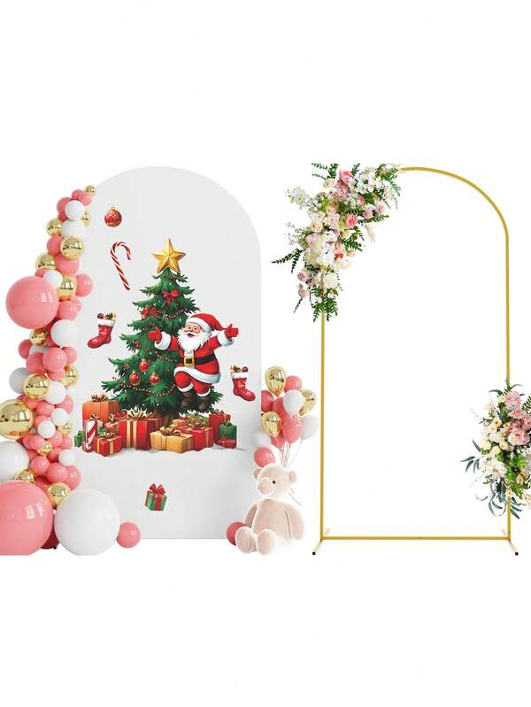 3 pezzi/Copertura ad arco natalizio 1,8 m in spandex laminato bianco + adesivi per albero di Natale per feste invernali, compleanni, San Valentino, cerimonie, banchetti e decorazioni