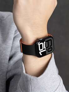 1pc Men Women Lychee Pattern Silicone Magnetic Watchband Compatible With Apple Watch Band Compatible With Apple Watch 42mm 38mm 40mm 41mm 44mm 45mm 46mm 49mm Fashion Smart Watch Replacement Watch Strap For Series Ultra2 Ultra SE2 SE 11 10 9 8 7 6 5 4 3 2 1 - Nhiều màu - Xem 3