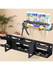 Soporte para pistola de calafateo - Base horizontal organizador de sellador con estantes prácticos, montado en la pared para el garaje y el espacio de trabajo