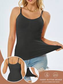 3-Piece Women's Vest Top With Built-In Chest Pads - Sleeveless Design, Suitable For Layering Or Wearing Alone, Suitable For Matching, Pure Color Women's Corset Top, Simple And Elegant Design, Smooth Shaping Vest - Nhiều màu - Xem 5