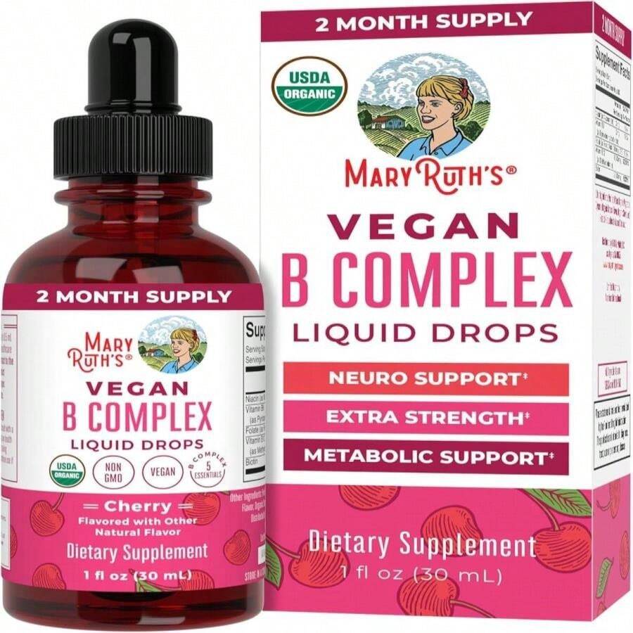 MaryRuth Organics Vitamin B Complex | B Vitamins Complex | Biotin | Vitamin B12 | Niacin | Folate | Metabolic Support Supplement | Vegan | USDA Organic | Non-GMO | Gluten Free | 2 Month Supply - 白色的 - 查看 1