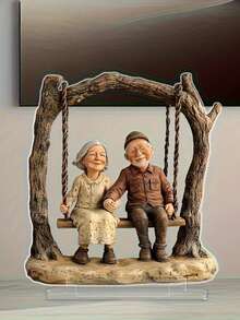 2D 亚克力情侣坐在秋千桌面装饰 | 非常适合卧室、客厅和办公室 | 节日派对装饰、生日毕业礼物、送给父母的理想礼物 - 彩色 - 查看 4