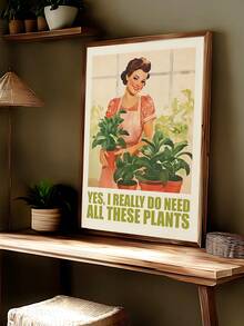 1 件复古美容院墙壁艺术、有趣的植物女士墙壁艺术“是的，我确实需要所有这些植物”，复古徒步旅行艺术印刷露营艺术励志山地艺术、卧室装饰、客厅装饰、办公室装饰、宿舍装饰、浴室装饰、墙壁艺术、墙壁装饰、家居装饰、房间装饰、帆布墙壁艺术、海报、带框架的墙壁艺术、可选框架 - 彩色 - 查看 6