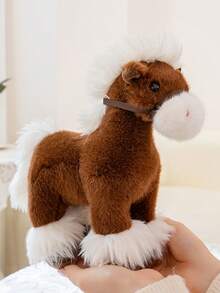 25厘米/9.84英寸仿真马毛绒玩具可爱柔软马填充动物毛绒玩具装饰创意礼物儿童生日派对家居女孩房间装饰游戏收藏品