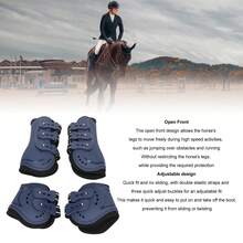 Protectores de tendón para caballos, ajustables, para patas delanteras, transpirables, para saltos, color azul, 4 piezas, talla L - Azul - Ver 7